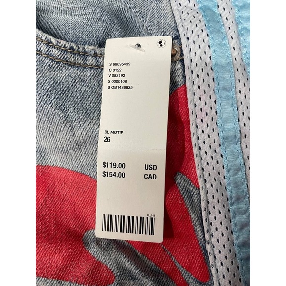 Urban Outfitters BDG Skater Baggy Jeans Womens 26 Hibiscus Print Light Wash - Picture 5 of 14